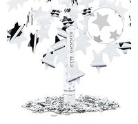 Relaxdays Cañón Confeti de Estrellas, Plástico, Plateado, 40 cm