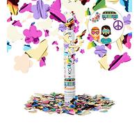 Relaxdays Cañón Confeti de Mariposas y Flores, Plástico, Multicolor, 40 cm