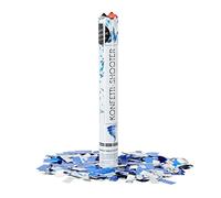 Relaxdays Cañón Confeti Manual, Plástico, Azul y Plateado, 40cm