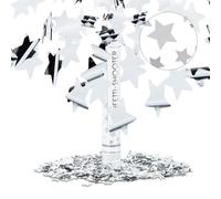 Relaxdays Cañón confeti plateado 40 cm estrellas plata