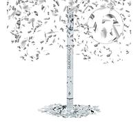 Relaxdays, 80 cm Cañón de confeti, Altura de 6-8 m, Artículo para bodas, Decoración para fiestas, Plateado, color (10020856)