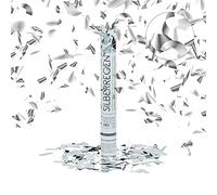 Relaxdays, 40 cm Cañón, Altura de 6-8 m, Lanza confeti, Decoración para bodas, Plateado, color (10020852)