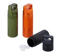 Relaxdays Cápsula Impermeable (3 Unidades) 3 Pastilleros Viaje, Herméticos, Caja Medicamentos, Llavero, Exterior, Aluminio, 9,5x3 cm, Multicolor