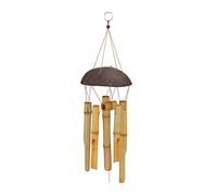 Relaxdays Carillón Viento Bambú, Coco, Sonido Cálido Campanas, Decoración Colgante Exterior/Interior, 96x15 cm, Natural