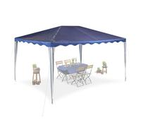Relaxdays Carpa azul a rayas borde ondeado 3x4 m blanco,azul oscuro