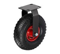 Relaxdays Carrete Fijo, 3.00-4, Capacidad de Carga 120 kg, Goma, Placa de Acero, neumáticos neumáticos, Rueda de Carga Pesada, Rodillo de Goma, Color Negro y Rojo