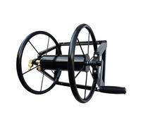 Relaxdays Carrete para manguera acero inoxidable 60 m montaje en pared conector clic 55×48×42 cm, negro