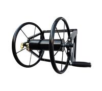Relaxdays Carrete para manguera acero inoxidable 60 m montaje en pared conector clic 55×48×42 cm, negro