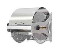 Relaxdays Carrete para Manguera de Acero Inoxidable, 40 m, Montaje en Pared, Plateado, 31 x 40 x 36 cm