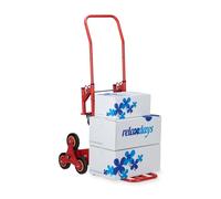 Relaxdays Carretilla de Mano para Escaleras hasta 50kg/150 Kg, Metal, Rojo, 124,5 x 52 x 77 cm