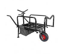 Relaxdays Carretilla de Pesca Extensible y Plegable en Acero con Bolsa, 65 x 145 x 55 cm, Negro