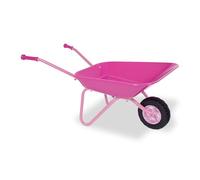 Relaxdays Carretilla para niños, Asas Antideslizantes, HBT: 43 x 74 x 36 cm, Metal, Carretilla de Juguete, Rosa/Negro