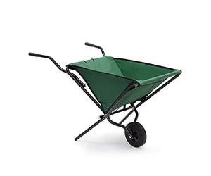 Relaxdays Carretilla Plegable, 66x64x112 cm, Carretillo Mano, Jardín y Obras, Poliéster, Aprox. 56 l, hasta 30 kg, Verde