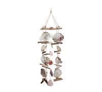 Relaxdays Carrillón de Viento Musical, Conchas Capiz-Madera, Blanco-Rosa-Lila, 88 cm
