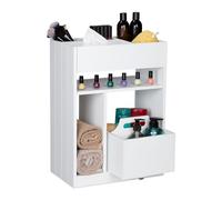 Relaxdays Carrito Auxiliar Estrecho, Especias y Cosméticos, 55x38,5x23 cm, Carro Multiusos Cocina, Baño, Oficina, Blanco, Tablero de Fibras
