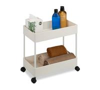 Relaxdays Carrito Auxiliar Ruedas, Carro Cocina 2 Niveles, Camarera, Verdulero, Baño y Oficina, 38x39,5x21,5 cm, Blanco