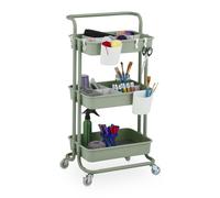 Relaxdays Carrito auxiliar verde blanco,verde,gris