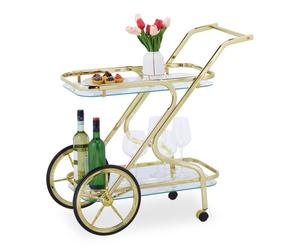 Relaxdays Carrito cocina de cristal y metal dorado oro,negro,transparente