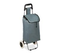 Relaxdays Carrito Compra Plegable 28 L, Carro Ruedas Anchas, Bolsa Extraíble, PP-Poliéster, 92,5 x 42 x 28 cm, Gris
