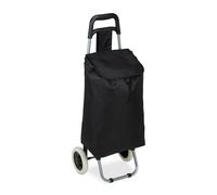 Relaxdays Carrito Compra Plegable 28 L, Carro Ruedas Anchas, Bolsa Extraíble, PP-Poliéster, 92,5 x 42 x 28 cm, Negro, 1 Ud