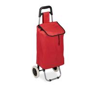 Relaxdays Carrito Compra Plegable 28 L, Carro Ruedas Anchas, Bolsa Extraíble, PP-Poliéster, 92,5 x 42 x 28 cm, Rojo