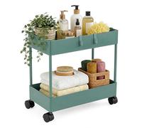 Relaxdays Carrito con Ruedas, 2 Niveles, para Cocina, baño y Oficina, 38 x 39,5 x 21,5 cm, Verde