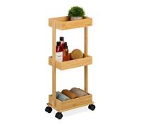 Relaxdays Carrito de baño de bambú con 3 niveles marrón claro