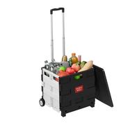 Relaxdays Carrito de la Compra abatible con asa telescópica y Tapa, hasta 35 kg, 99 x 45 x 38 cm, Blanco