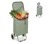 Relaxdays Carrito de la Compra abatible, Color Salvia