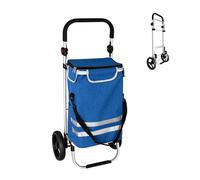 Relaxdays Carrito de la Compra con 2 Ruedas Grandes, Bolsa térmica y extraíble, 45 L, hasta 35 kg, Plegable, Azul, 104x4