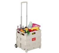 Relaxdays Carrito de la compra plegable aluminio beige,plata
