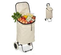 Relaxdays Carrito de la Compra Plegable con Bolsa extraíble de 28 l, Beige