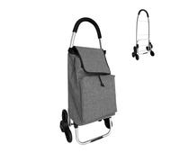 Relaxdays Carrito de la Compra trepador de escaleras con Bolsa isotérmica extraíble, 45 l, hasta 35 kg, Plegable, Gris (