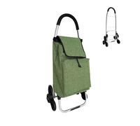 Relaxdays Carro de Compra Plegable, Ruedas trepadoras, refrigeración, Bolsa Desmontable, 45 l, hasta 35 kg, Verde 101x48