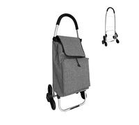Relaxdays Carrito de la Compra trepador de escaleras con Bolsa isotérmica extraíble, 45 l, hasta 35 kg, Plegable, Gris (
