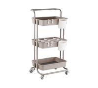 Relaxdays Carrito de Servicio 3 Niveles con Ruedas, estantería Beige 86x43x36 cm para baño, Cocina y Oficina
