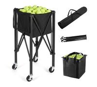 Relaxdays Carro plegable para pelotas de tenis negro