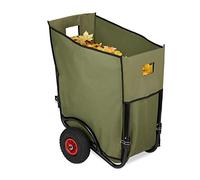 Relaxdays Carrito Jardín con Saco 160 l, Grande, Plegable, Bolsa para Residuos, 2 Ruedas, 1 Ud., Poliéster-Metal, Verde