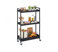 Relaxdays Carrito para Huecos, 3 Niveles, diseño de Malla, HBT: 85 x 20 x 50 cm, baño, Cocina, Metal, Negro