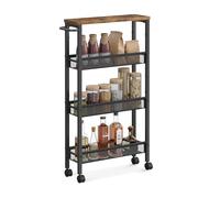 Relaxdays Carrito para nichos metálico con 4 Niveles, Ruedas, 77x13x45 cm, marrón/Negro para baño y Cocina