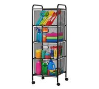 Relaxdays Carro, 4 cajones, Metal, Al x An x F: 92,5 x 32 x 33 cm, Negro | 4 ruedas, cocina, baño, carrito auxiliar