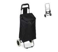 Relaxdays Carro compra plegable negro,plata