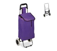 Relaxdays Carro Compra Plegable, Bolsillo Interior, 25 l, Soporta hasta 10 kg, Tela-Acero, 1 Ud., 91 x 40 x 30 cm, Lila