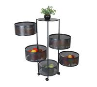 Relaxdays Carro de cocina con estantes giratorios negro