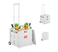 Relaxdays Carro de la Compra Plegable, Carrito de Transporte con Ruedas y Asa Telescópica, hasta 35 kg, Blanco, 99 x 45,5 x 37,5 cm