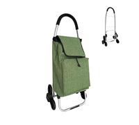 Relaxdays Carro de la Compra para escaleras (Compartimento frigorífico, Bolsa Desmontable, 45 L, hasta 35 kg), Color Verde
