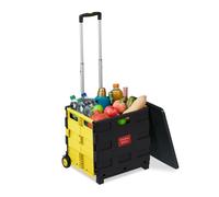 Relaxdays Carro de la compra plegable amarillo,negro,plata
