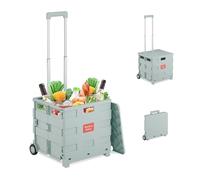 Relaxdays Carro de la Compra Plegable, Carrito de Transporte con Ruedas y Asa Telescópica, hasta 35 kg, Gris, Caucho, 99 x 45,5 x 37,5 cm