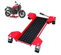 Relaxdays Carro de maniobra para Moto, 250 kg, 360°, 4 Ruedas Dobles, Rojo | plataforma 56 x 19 cm, acero