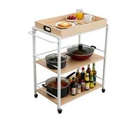 Relaxdays Carro de Servicio con Bandeja extraíble, 3 estantes, 88x70x40 cm, Estilo escandinavo Natural/Blanco